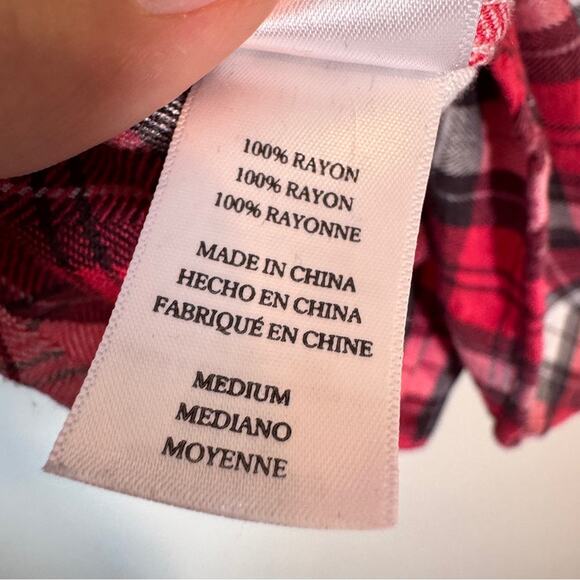 Rails Red White Plaid Button Down Shirt Womens M Casual Fall Blouse Long Sleeve - Picture 8 of 10